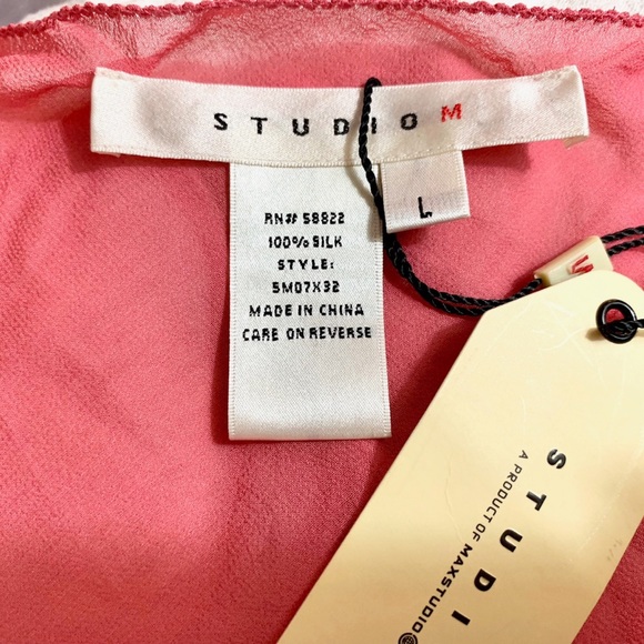 NWT STUDIO M Silk 3/4 Sleeve Blouse & Cami - Picture 4 of 4